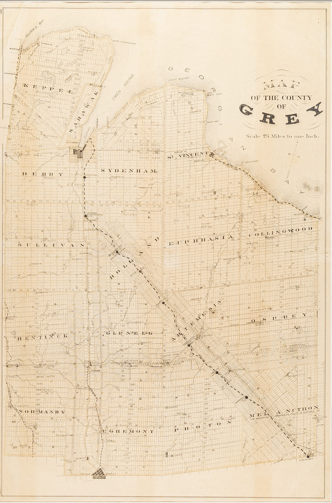 Framed "Map Of The County Of Grey" ca 1880