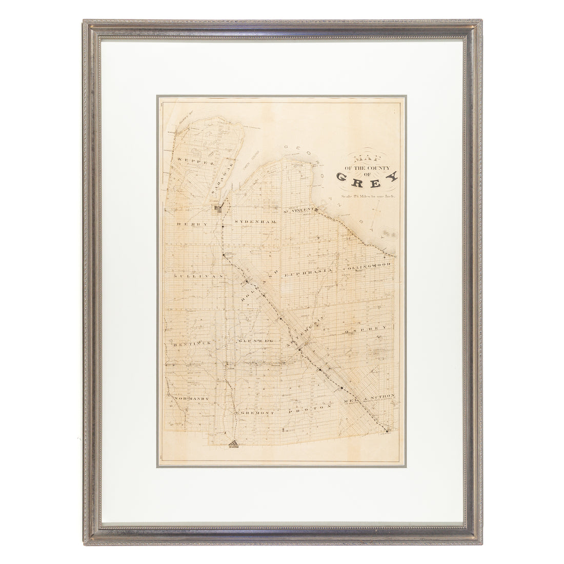 Framed "Map Of The County Of Grey" ca 1880