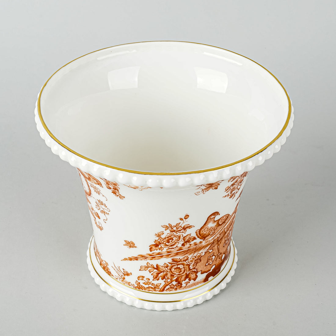 ROYAL CROWN DERBY Red Aves Flared Vase/Cache Pot