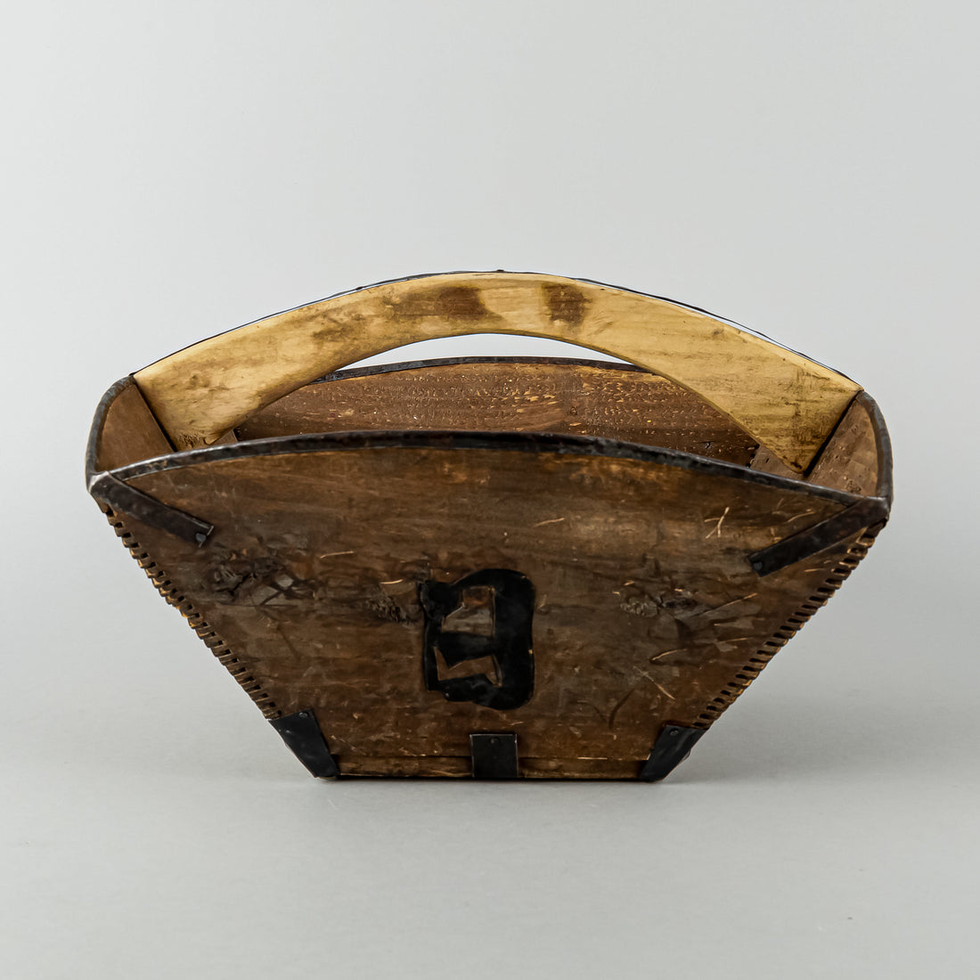 Asian Wooden Rice Basket With Handle