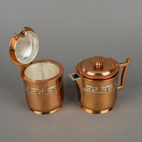PLATERIA VICTORIA TAXCO Copper And Sterling Silver Tea Service 3 Pieces