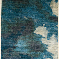 Wool Rug Blue And Gray Modern Abstract