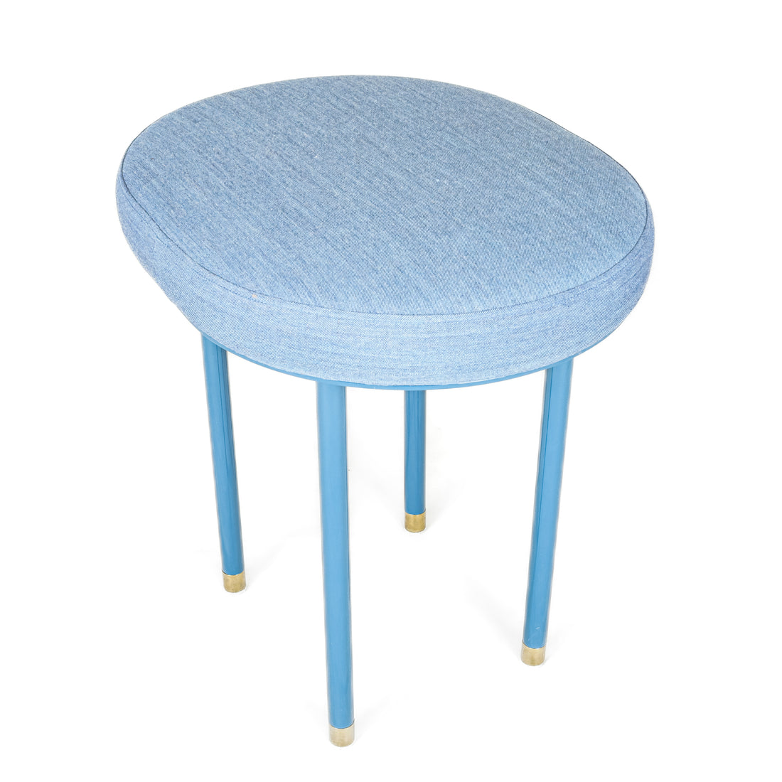 PHASE DESIGN Pill Low Blue Upholstered Stool