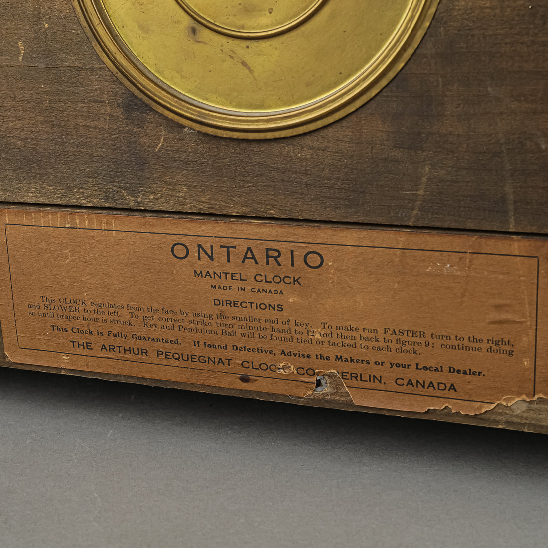 ARTHUR PEQUEGNAT Ontario Model Grecian Style Mantel Clock