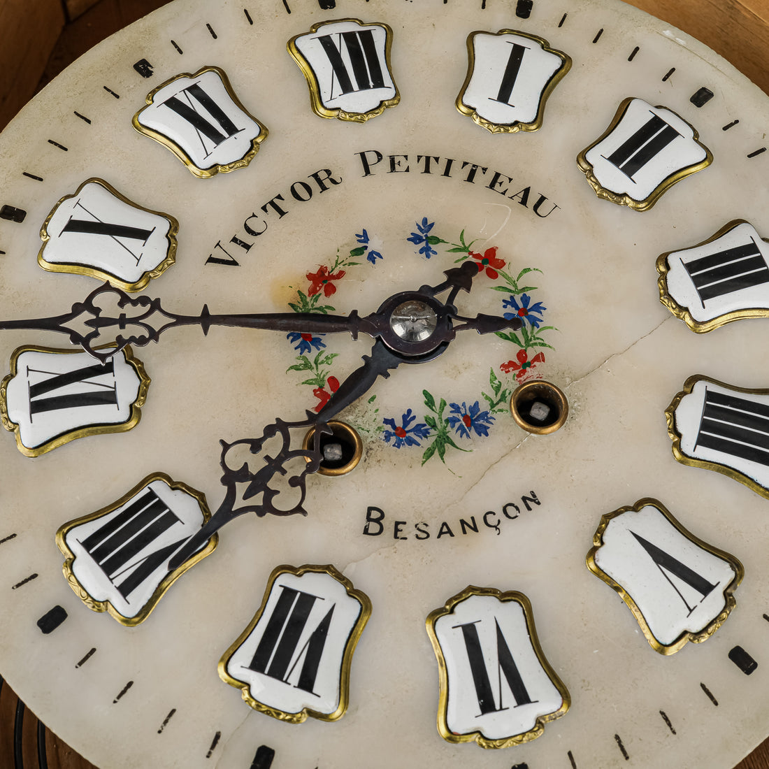 VICTOR PETITEAU Stone Face Hand Painted And Enamel Wall Clock