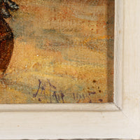 Unknown Artist - Mother Cutting Child's Hair - Oil on Canvas Board