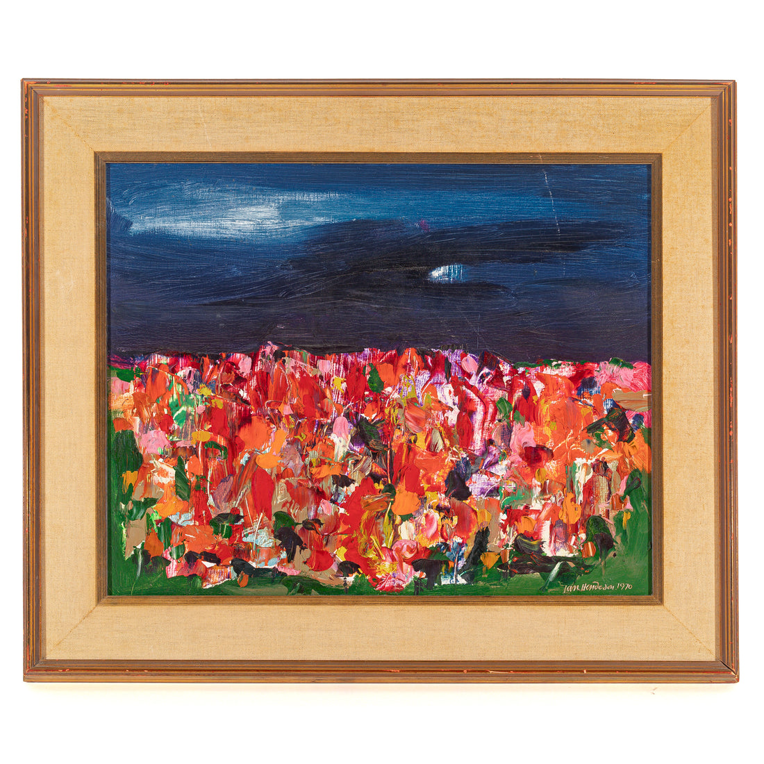 Ian Henderson (British Canadian 1939) "Fall Trees" Oil on plywood