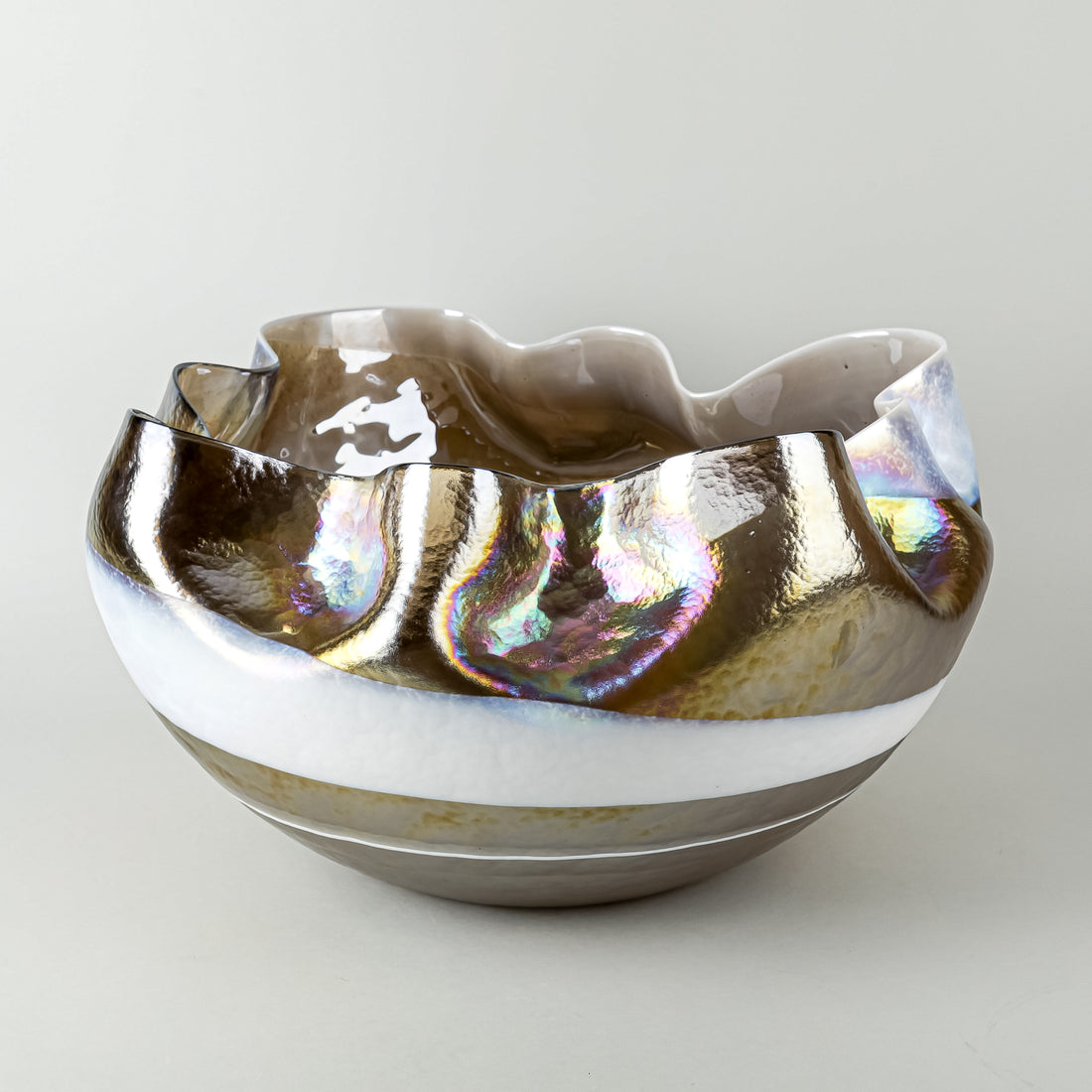 YALOS Murano Art Glass Ruffled Centerpiece Bowl