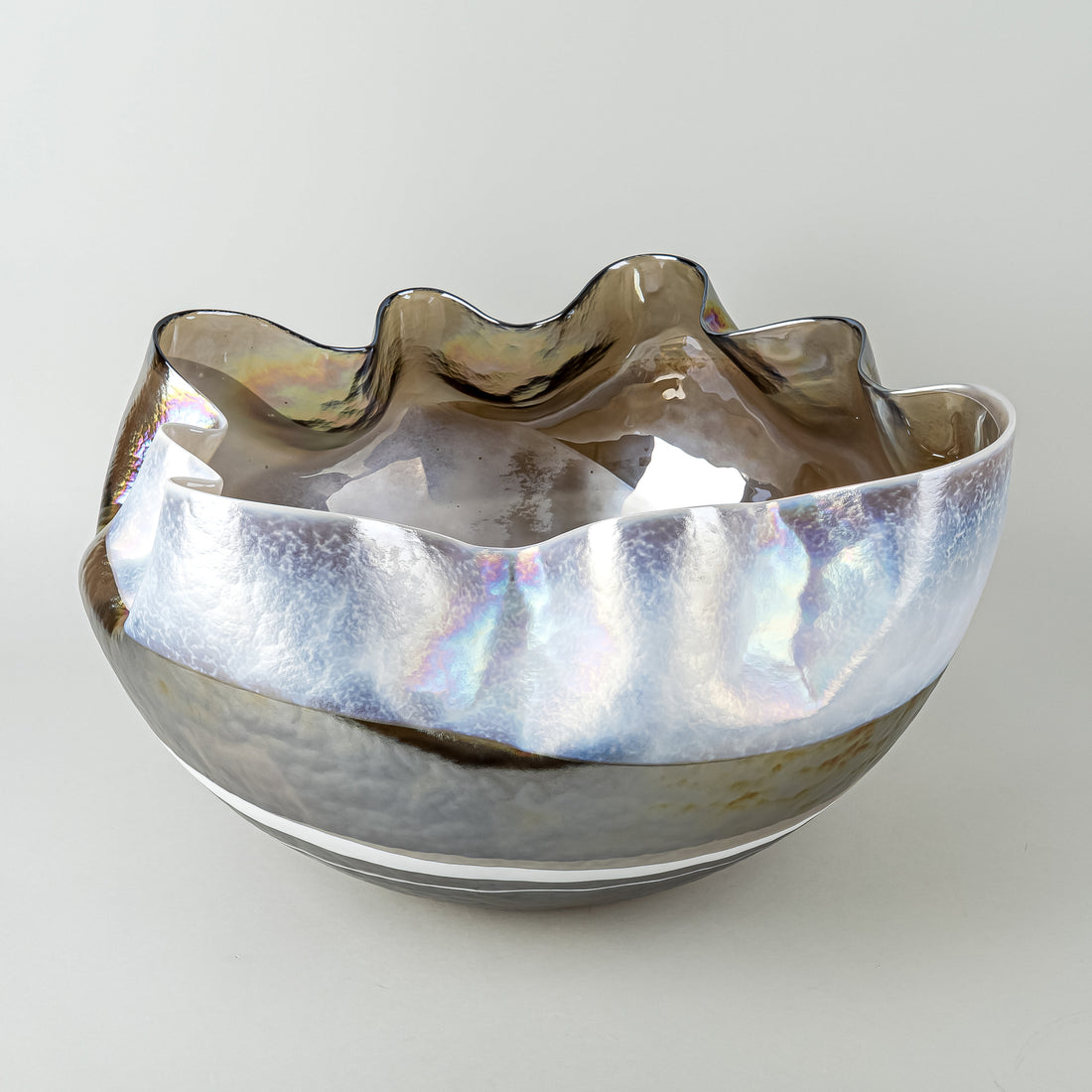 YALOS Murano Art Glass Ruffled Centerpiece Bowl