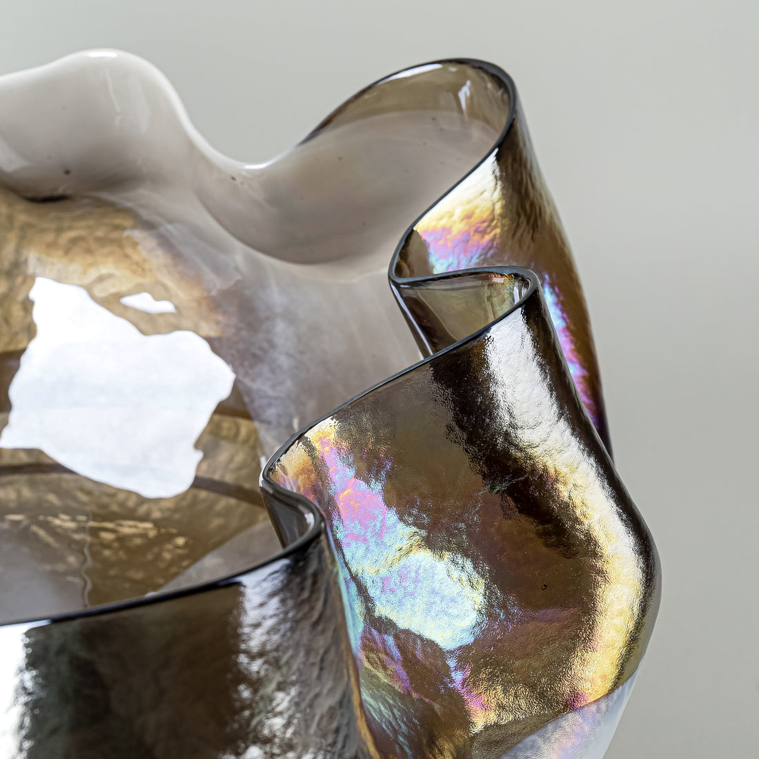 YALOS Murano Art Glass Ruffled Centerpiece Bowl
