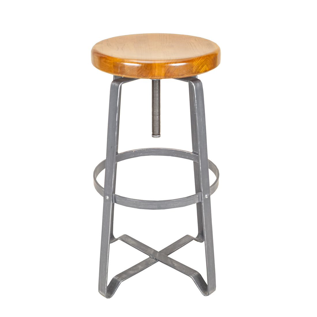 Steel Stool w/Oak Seat