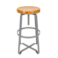 Steel Stool w/Oak Seat