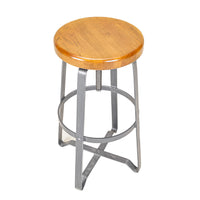 Steel Stool w/Oak Seat