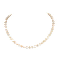 18K Diamond Clasp White Cultured Pearl Necklace