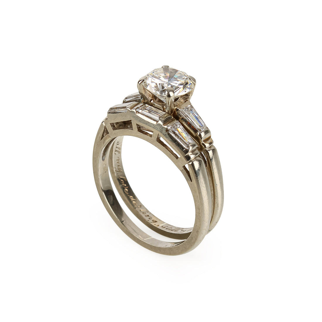 18K White Gold Diamond Ring Wedding Set