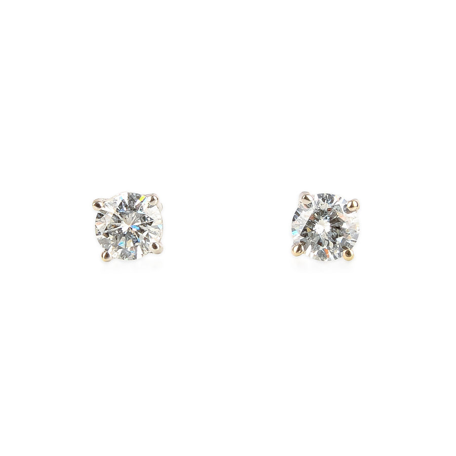 18K White Gold Diamond Stud Earrings with Jackets