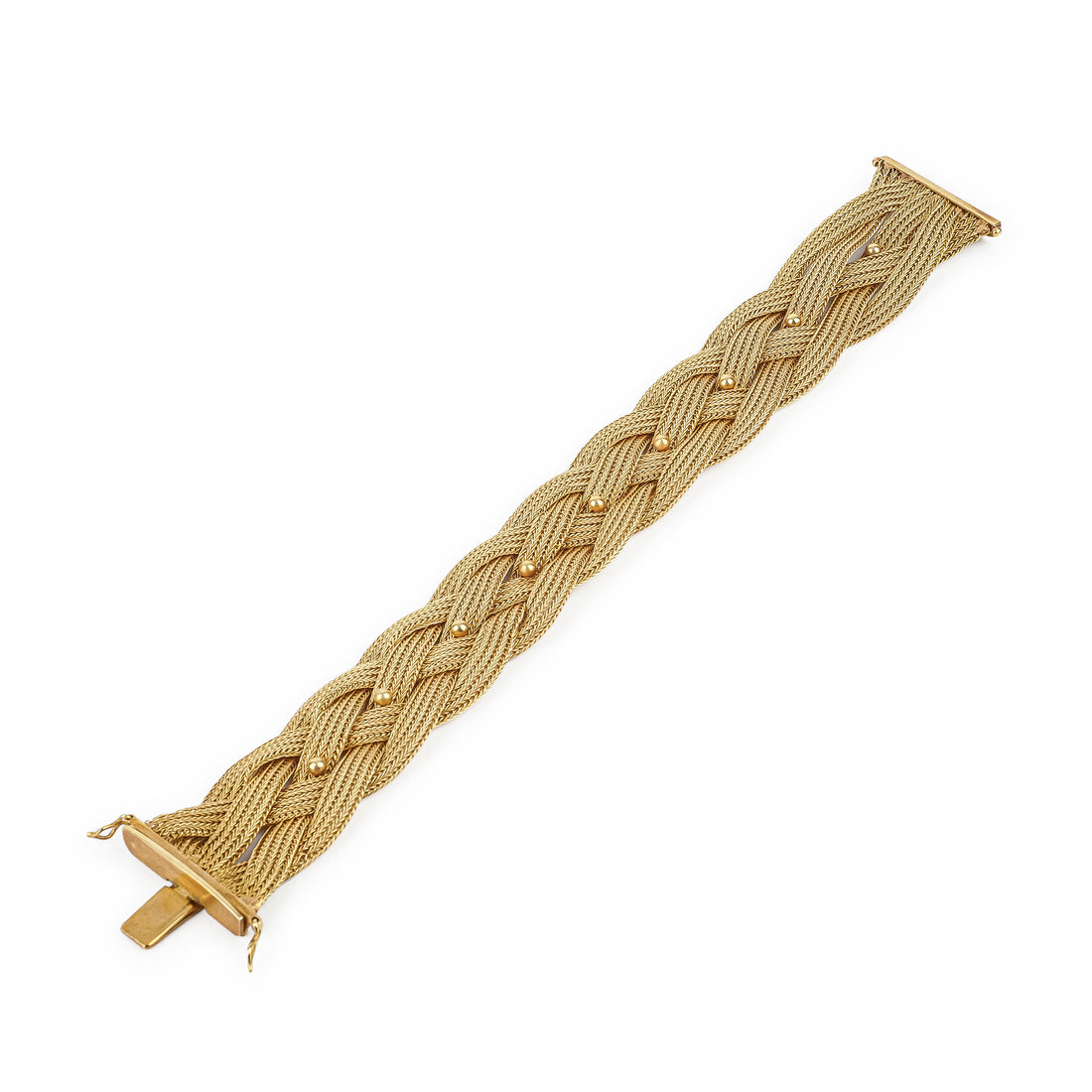 18K Yellow Gold Braided Mesh Link Bracelet