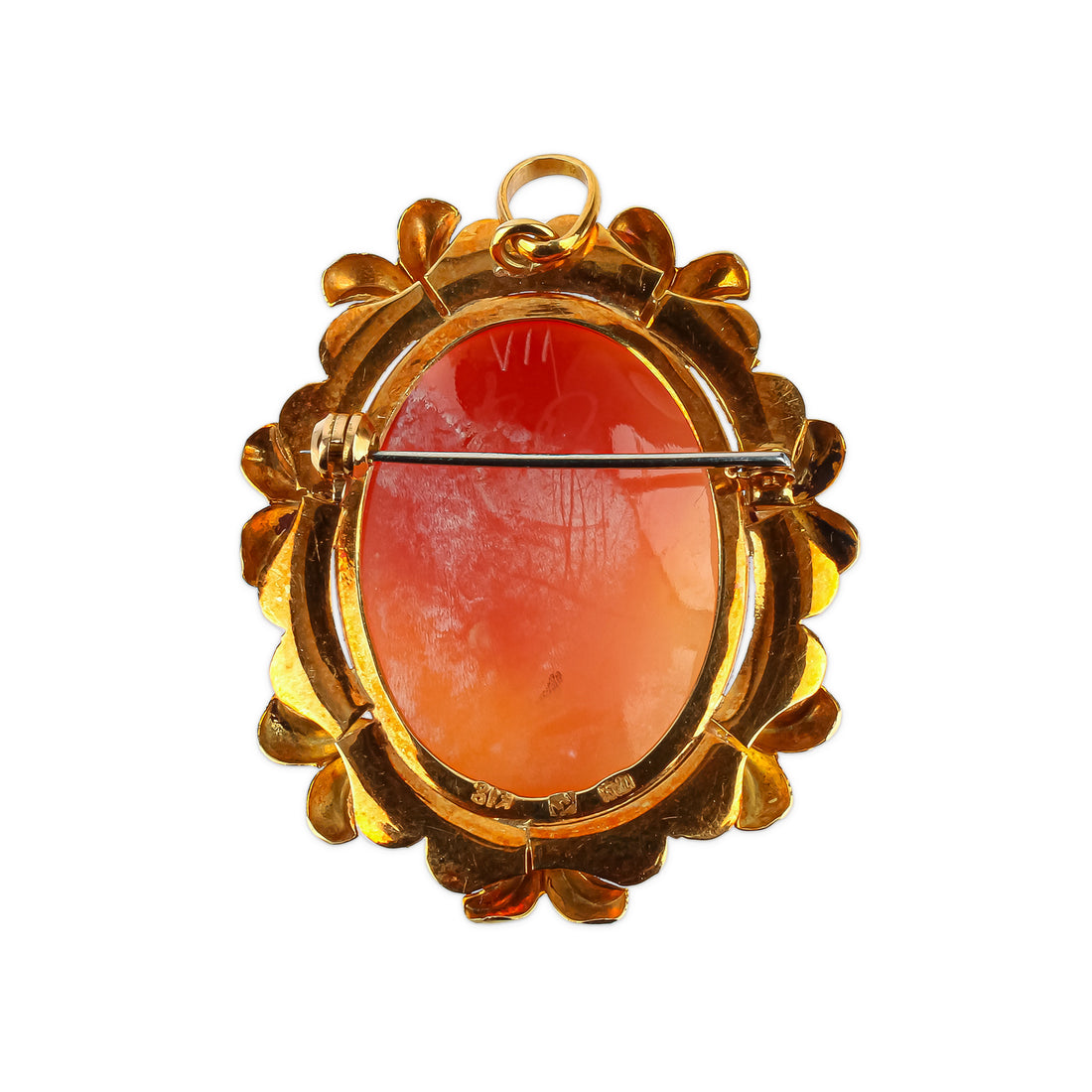 18K Yellow Gold Cameo Pin Pendant