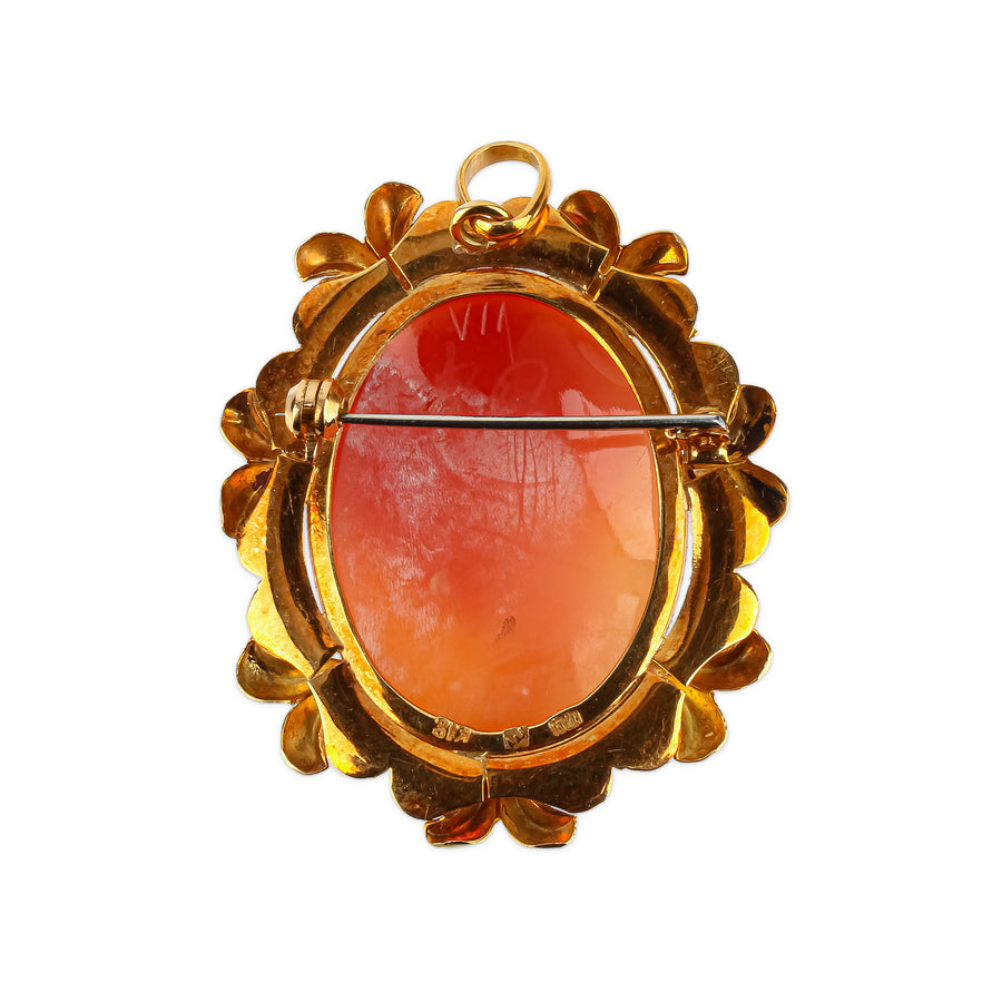 18K Yellow Gold Cameo Pin Pendant