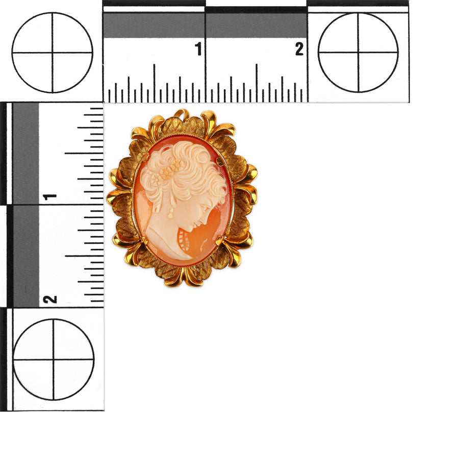 18K Yellow Gold Cameo Pin Pendant