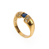 18K Yellow Gold Channel Set Sapphire & Diamond Ring