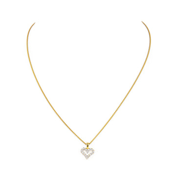 18K Yellow Gold Diamond Open Heart Pendant Necklace