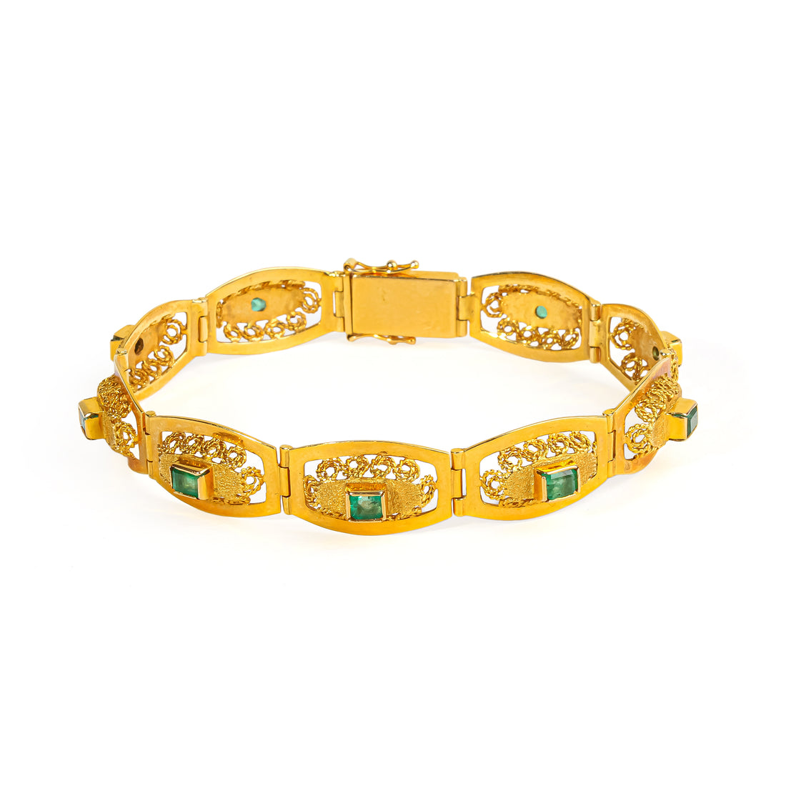 18K Yellow Gold Emerald Panel Bracelet