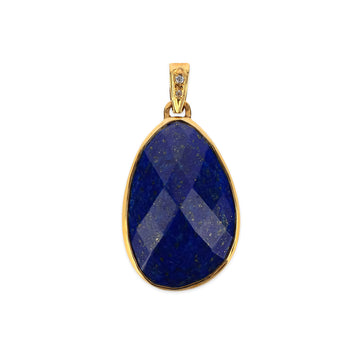 18K Yellow Gold Faceted Lapis Lazuli Pendant