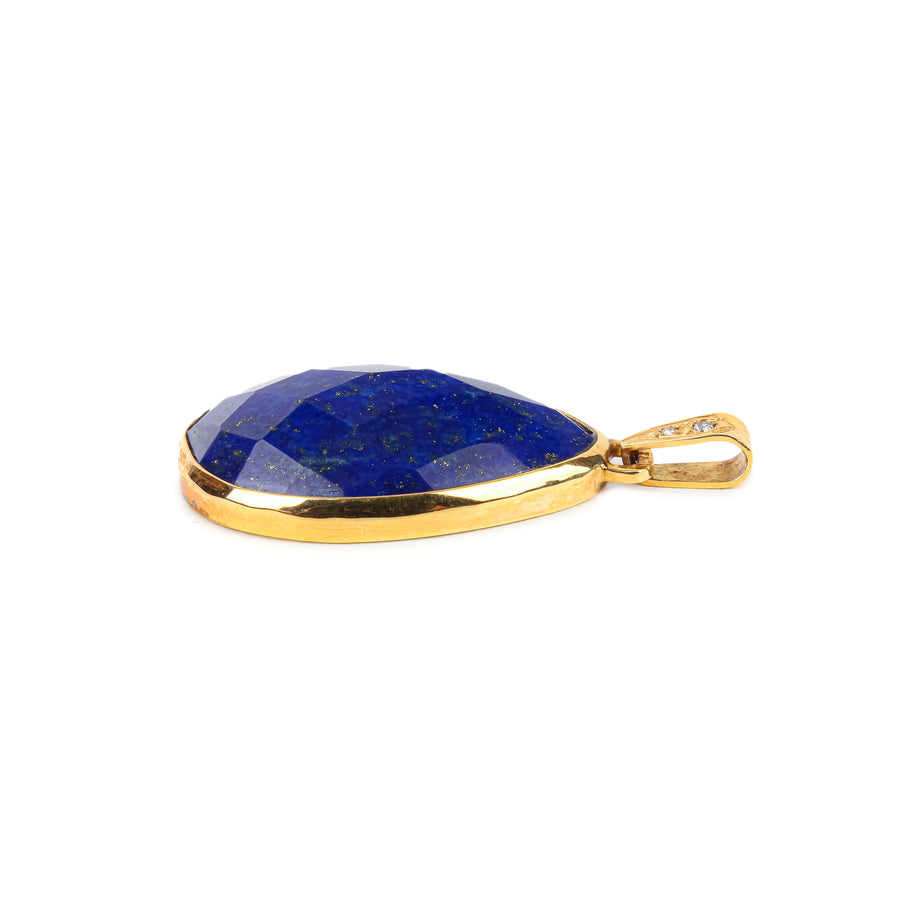 18K Yellow Gold Faceted Lapis Lazuli Pendant