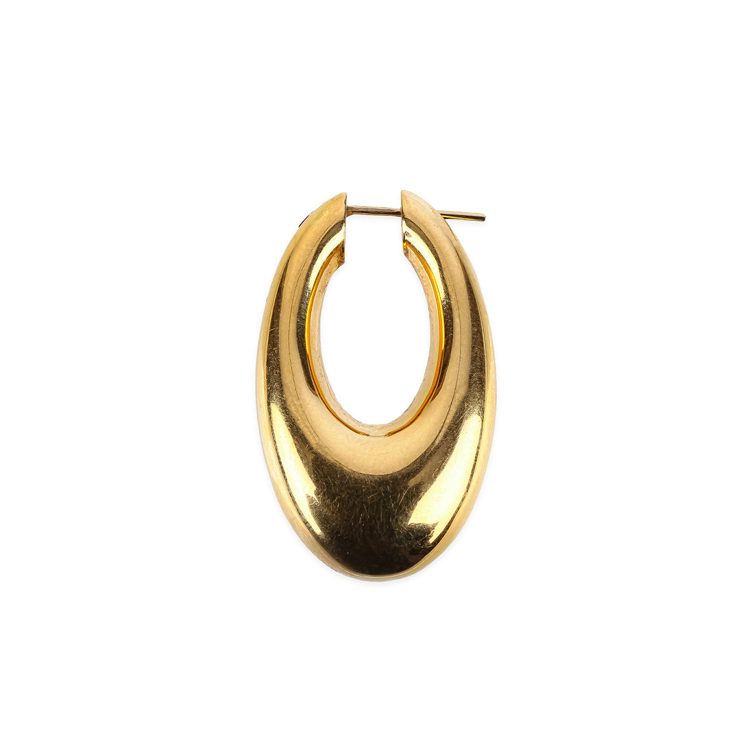 18K Yellow Gold Oval Hollow Hoop Earrings