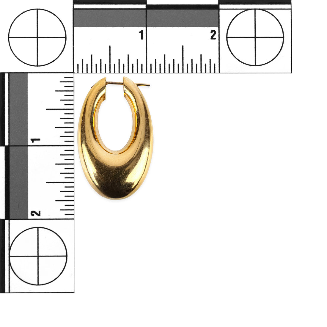 18K Yellow Gold Oval Hollow Hoop Earrings
