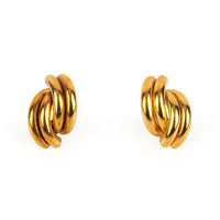 18K Yellow Gold Puffed Crossover Stud Earrings