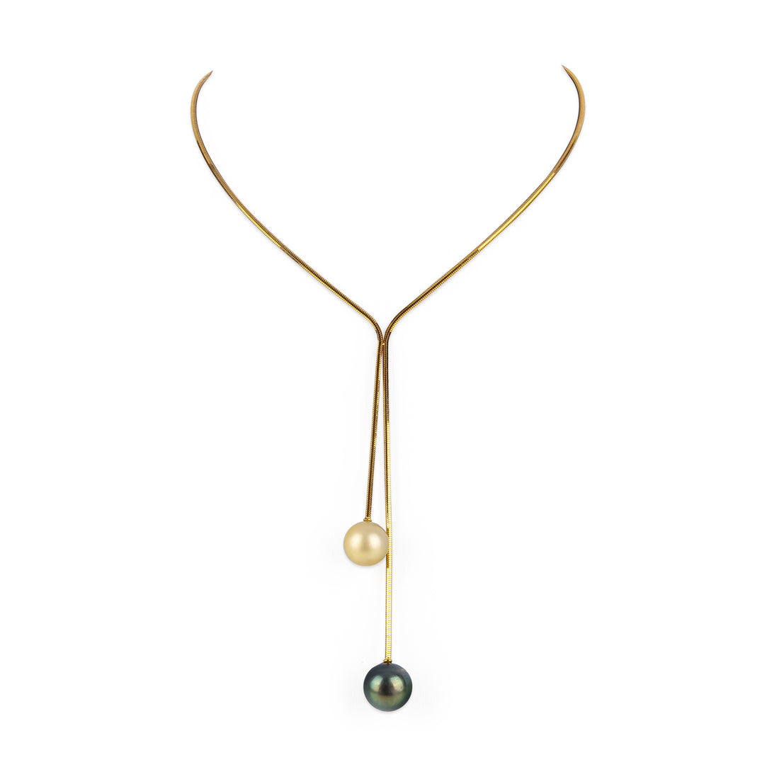 18K Yellow Gold Tahitian & South Sea Pearl Lariat