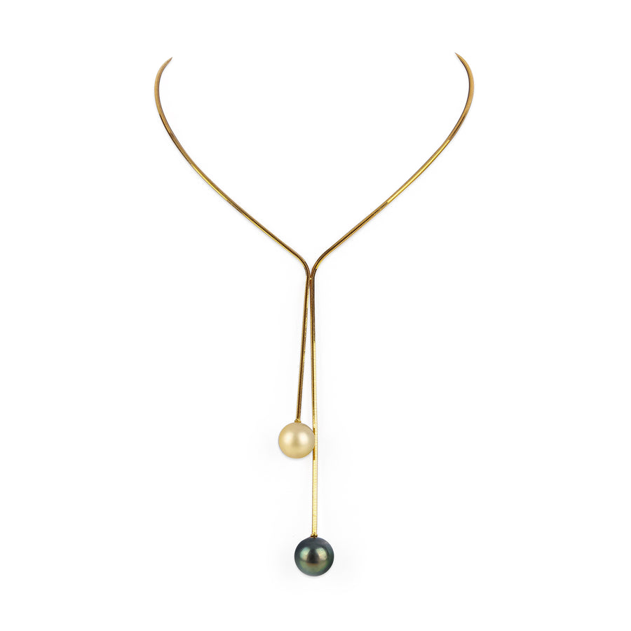 18K Yellow Gold Tahitian & South Sea Pearl Lariat