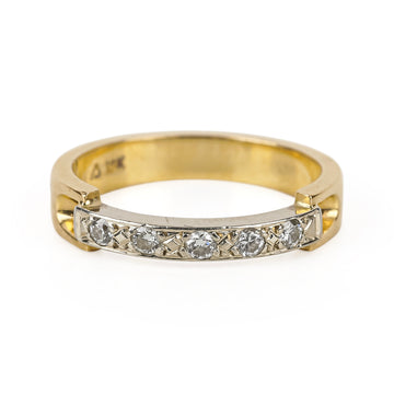18K Yellow & White Gold Diamond Half Band Ring