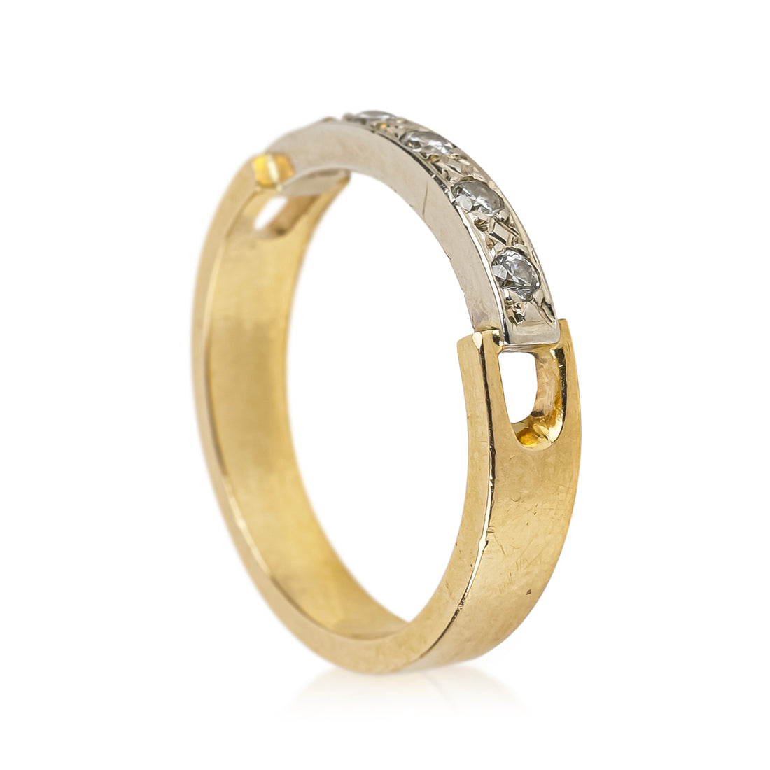 18K Yellow & White Gold Diamond Half Band Ring