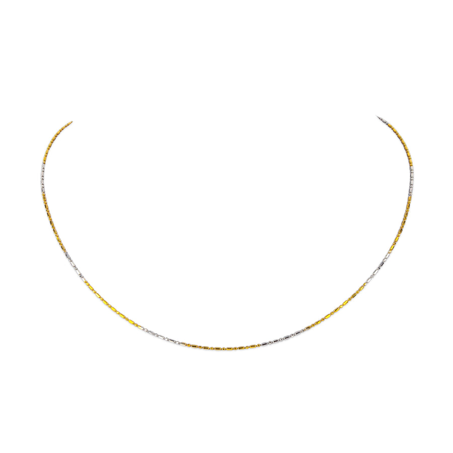 18K Yellow & White Gold Faceted Bead Chain Necklace