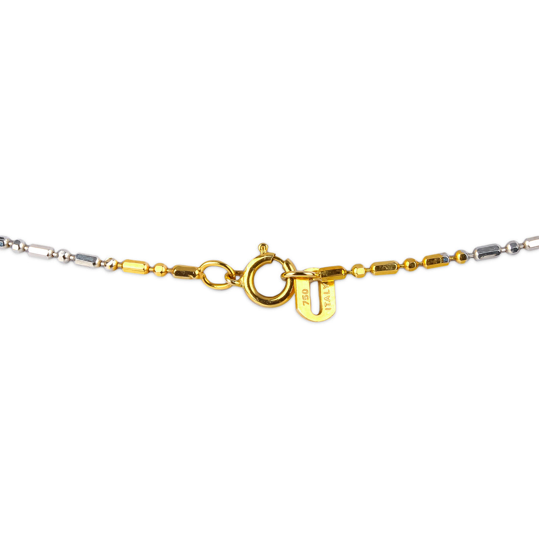 18K Yellow & White Gold Faceted Bead Chain Necklace