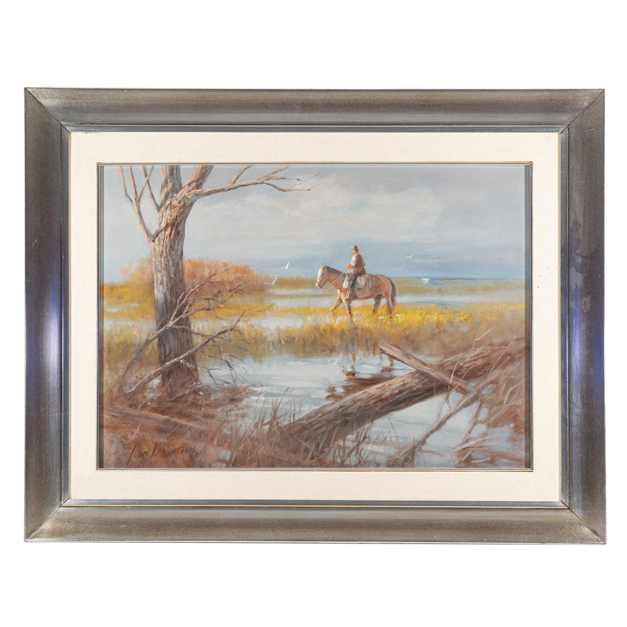 Juan Montans (Uruguayan 1955) "Gaucho Travelling Through Swamp"