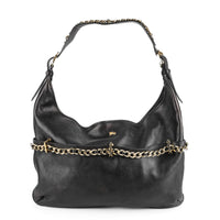 BURBERRY Large Black Leather Chain Shoulder Bag