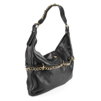 BURBERRY Large Black Leather Chain Shoulder Bag