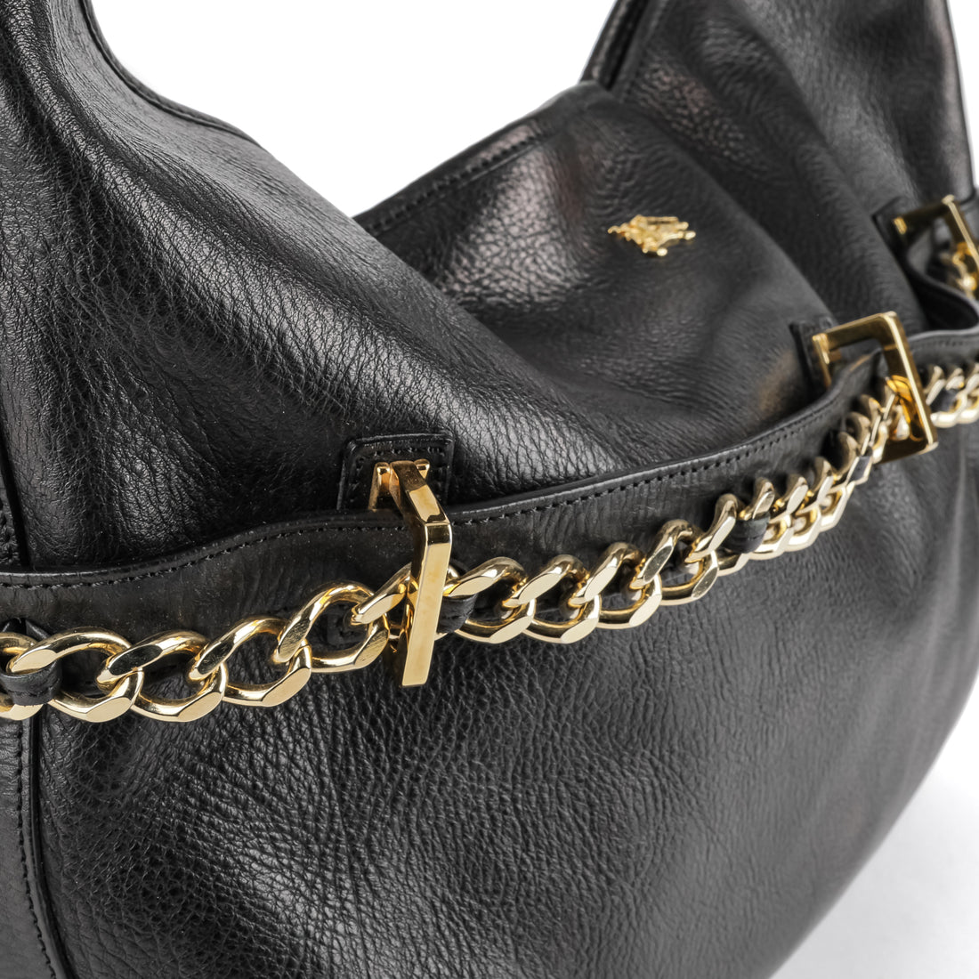BURBERRY Large Black Leather Chain Shoulder Bag