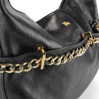 BURBERRY Large Black Leather Chain Shoulder Bag