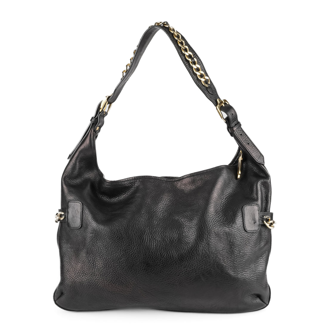 BURBERRY Large Black Leather Chain Shoulder Bag