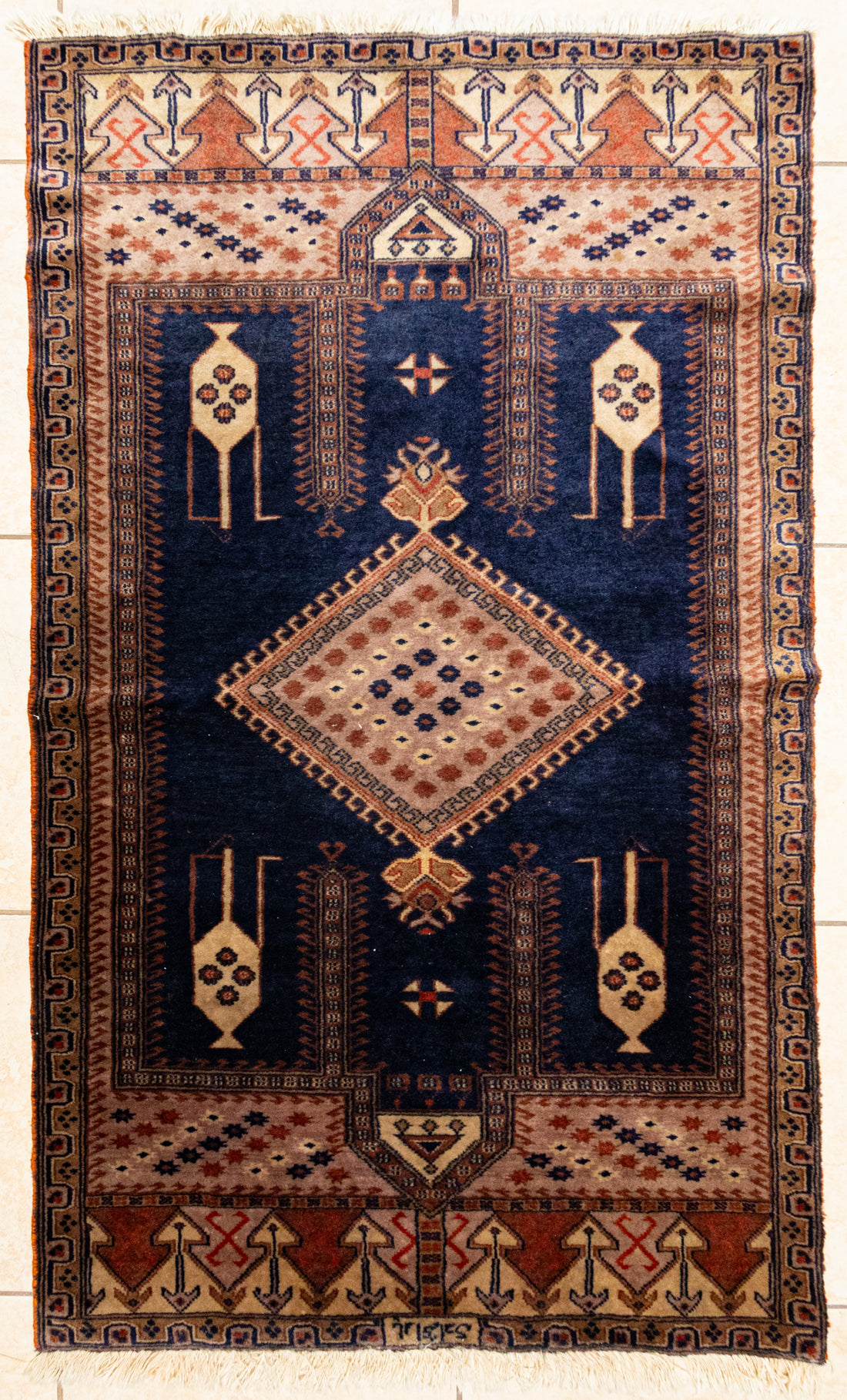 Wool Afghan Style Prayer Rug
