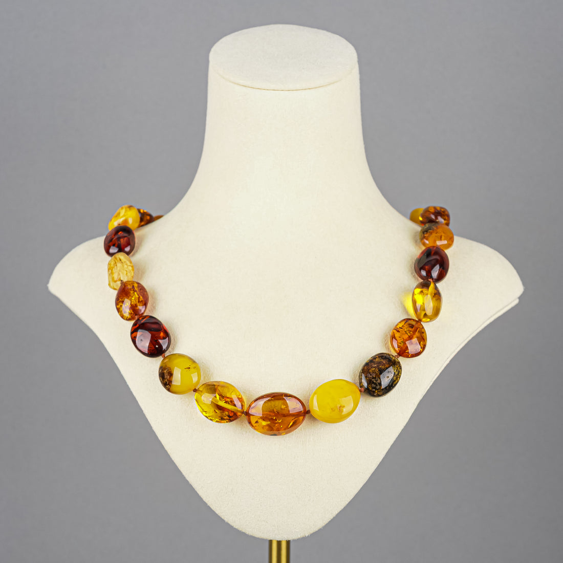 Multicolour Amber Oval Bead Necklace