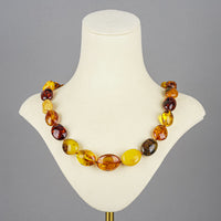 Multicolour Amber Oval Bead Necklace
