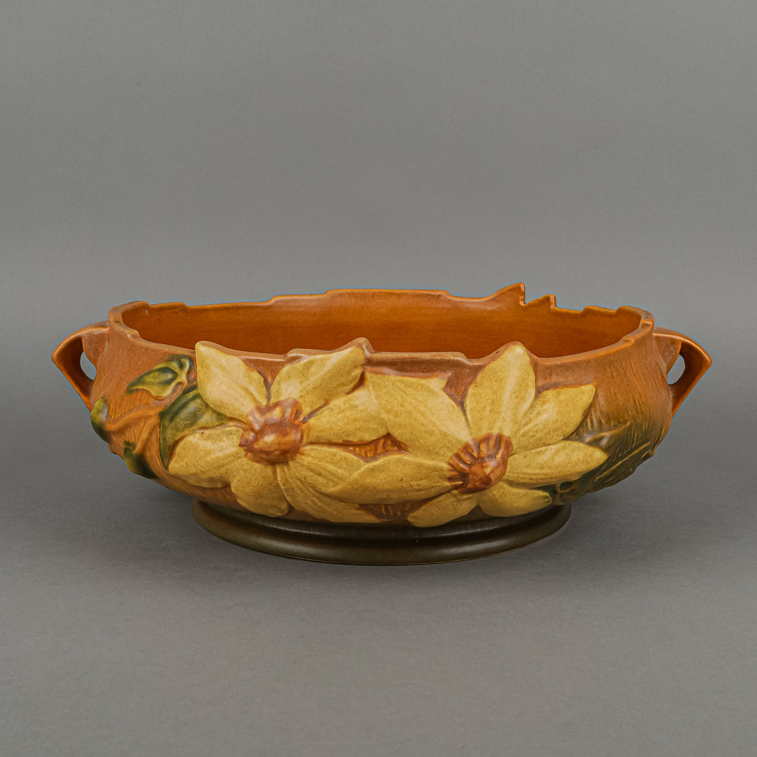 ROSEVILLE Clematis Autumn Brown Console Bowl 6-10"