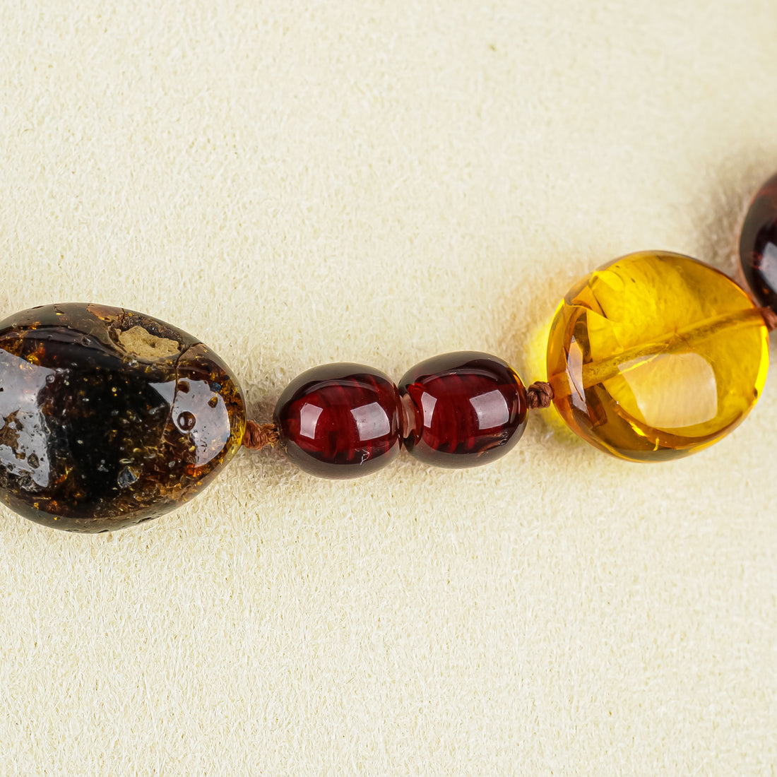 Multicolour Amber Oval Bead Necklace