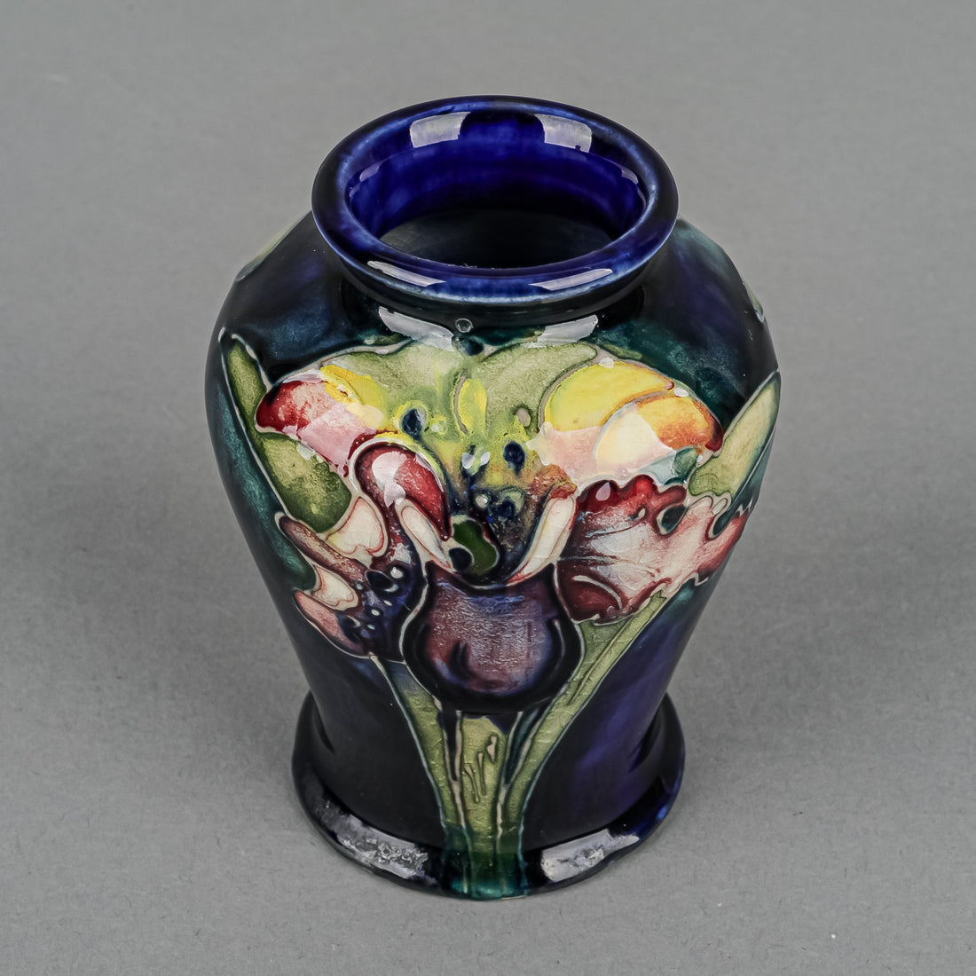 MOORCROFT Orchid Blue Ground Bud Vase